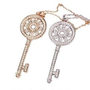 18K Gold Vermeil Sunflowers Key necklace